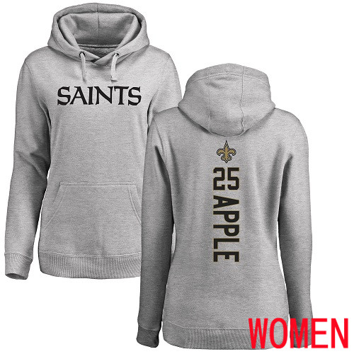 New Orleans Saints Ash Women Eli Apple Backer NFL Football #25 Pullover Hoodie Sweatshirts->nfl t-shirts->Sports Accessory